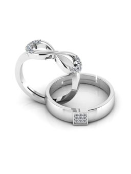 Miss Highness - 925 Sterling Silver Couple Rings for Women and Men (Pack of 2)