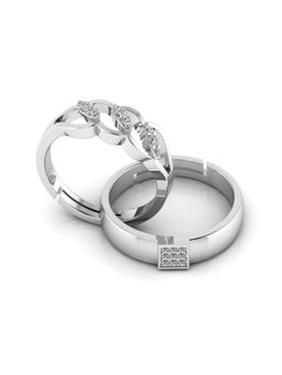 Miss Highness - 925 Sterling Silver Couple Rings for Women and Men (Pack of 2)
