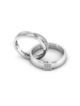 Miss Highness - 925 Sterling Silver Couple Rings for Women and Men (Pack of 2)