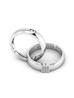 Miss Highness - 925 Sterling Silver Couple Rings for Women and Men (Pack of 2)