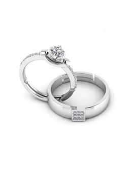 Miss Highness - 925 Sterling Silver Couple Rings for Women and Men (Pack of 2)