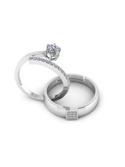Miss Highness - 925 Sterling Silver Couple Rings for Women and Men (Pack of 2)