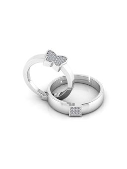 Miss Highness - 925 Sterling Silver Couple Rings for Women and Men (Pack of 2)