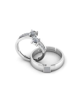 Miss Highness - 925 Sterling Silver Couple Rings for Women and Men (Pack of 2)