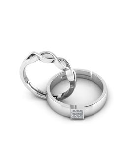 Miss Highness - 925 Sterling Silver Couple Rings for Women and Men (Pack of 2)