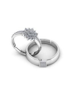Miss Highness - 925 Sterling Silver Couple Rings for Women and Men (Pack of 2)