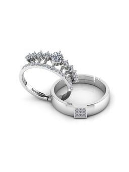 Miss Highness - 925 Sterling Silver Couple Rings for Women and Men (Pack of 2)