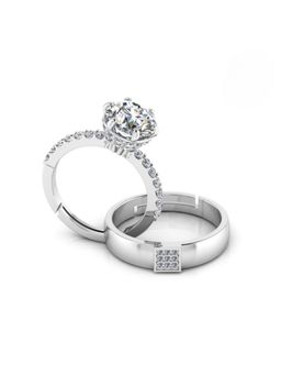 Miss Highness - 925 Sterling Silver Couple Rings for Women and Men (Pack of 2)