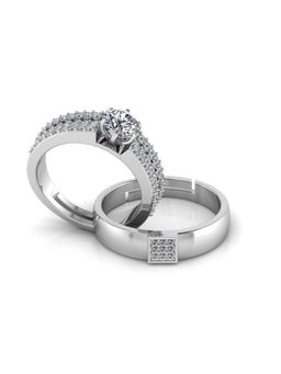 Miss Highness - 925 Sterling Silver Couple Rings for Women and Men (Pack of 2)