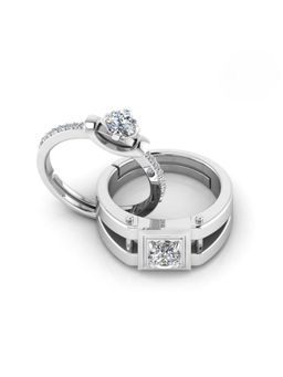 Miss Highness - 925 Sterling Silver Couple Rings for Women and Men (Pack of 2)
