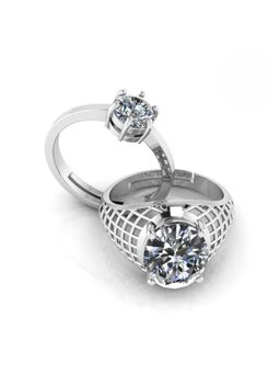 Miss Highness - 925 Sterling Silver Couple Rings for Women and Men (Pack of 2)