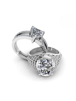 Miss Highness - 925 Sterling Silver Couple Rings for Women and Men (Pack of 2)