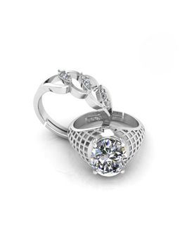 Miss Highness - 925 Sterling Silver Couple Rings for Women and Men (Pack of 2)