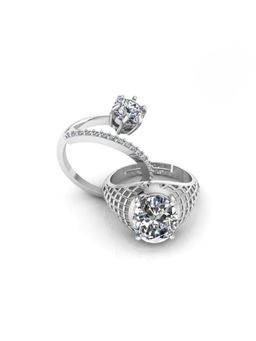 Miss Highness - 925 Sterling Silver Couple Rings for Women and Men (Pack of 2)