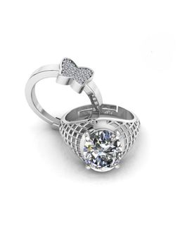 Miss Highness - 925 Sterling Silver Couple Rings for Women and Men (Pack of 2)