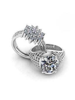 Miss Highness - 925 Sterling Silver Couple Rings for Women and Men (Pack of 2)