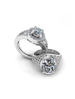 Miss Highness - 925 Sterling Silver Couple Rings for Women and Men (Pack of 2)