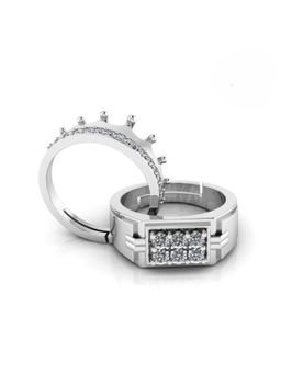 Miss Highness - 925 Sterling Silver Couple Rings for Women and Men (Pack of 2)