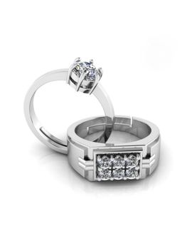 Miss Highness - 925 Sterling Silver Couple Rings for Women and Men (Pack of 2)