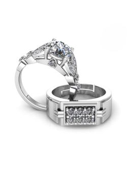 Miss Highness - 925 Sterling Silver Couple Rings for Women and Men (Pack of 2)