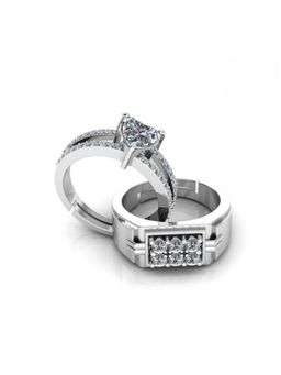 Miss Highness - 925 Sterling Silver Couple Rings for Women and Men (Pack of 2)
