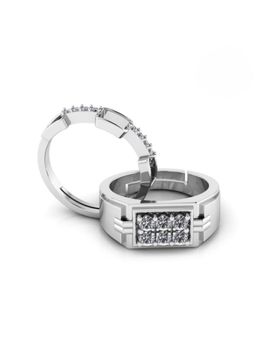 Miss Highness - 925 Sterling Silver Couple Rings for Women and Men (Pack of 2)