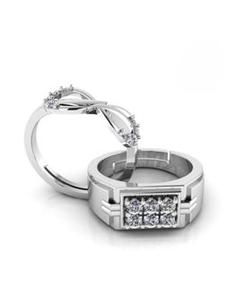 Miss Highness - 925 Sterling Silver Couple Rings for Women and Men (Pack of 2)