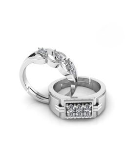 Miss Highness - 925 Sterling Silver Couple Rings for Women and Men (Pack of 2)