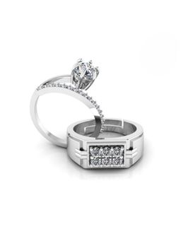Miss Highness - 925 Sterling Silver Couple Rings for Women and Men (Pack of 2)