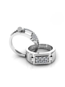 Miss Highness - 925 Sterling Silver Couple Rings for Women and Men (Pack of 2)