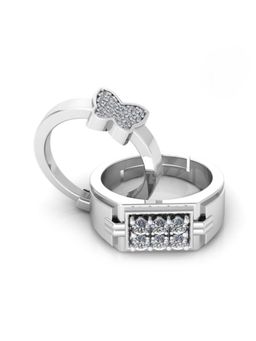 Miss Highness - 925 Sterling Silver Couple Rings for Women and Men (Pack of 2)