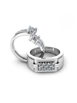 Miss Highness - 925 Sterling Silver Couple Rings for Women and Men (Pack of 2)