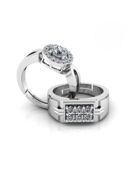 Miss Highness - 925 Sterling Silver Couple Rings for Women and Men (Pack of 2)