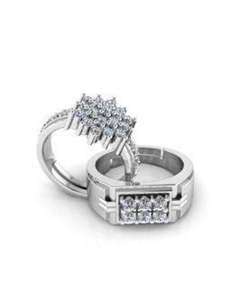 Miss Highness - 925 Sterling Silver Couple Rings for Women and Men (Pack of 2)