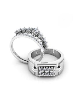Miss Highness - 925 Sterling Silver Couple Rings for Women and Men (Pack of 2)