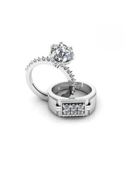 Miss Highness - 925 Sterling Silver Couple Rings for Women and Men (Pack of 2)