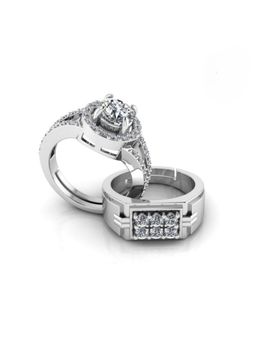 Miss Highness - 925 Sterling Silver Couple Rings for Women and Men (Pack of 2)