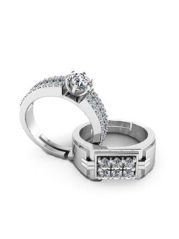 Miss Highness - 925 Sterling Silver Couple Rings for Women and Men (Pack of 2)