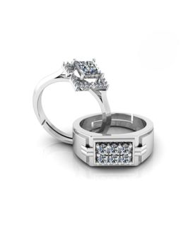 Miss Highness - 925 Sterling Silver Couple Rings for Women and Men (Pack of 2)