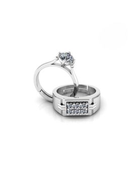 Miss Highness - 925 Sterling Silver Couple Rings for Women and Men (Pack of 2)