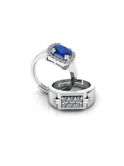 Miss Highness - 925 Sterling Silver Couple Rings for Women and Men (Pack of 2)