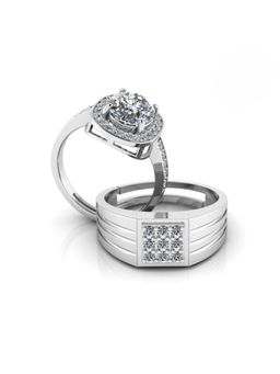 Miss Highness - 925 Sterling Silver Couple Rings for Women and Men (Pack of 2)