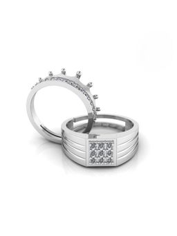 Miss Highness - 925 Sterling Silver Couple Rings for Women and Men (Pack of 2)