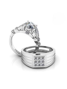 Miss Highness - 925 Sterling Silver Couple Rings for Women and Men (Pack of 2)