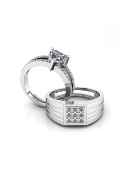 Miss Highness - 925 Sterling Silver Couple Rings for Women and Men (Pack of 2)