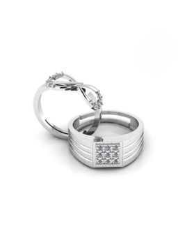 Miss Highness - 925 Sterling Silver Couple Rings for Women and Men (Pack of 2)