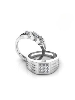 Miss Highness - 925 Sterling Silver Couple Rings for Women and Men (Pack of 2)