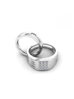 Miss Highness - 925 Sterling Silver Couple Rings for Women and Men (Pack of 2)
