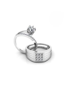 Miss Highness - 925 Sterling Silver Couple Rings for Women and Men (Pack of 2)