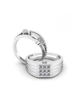 Miss Highness - 925 Sterling Silver Couple Rings for Women and Men (Pack of 2)